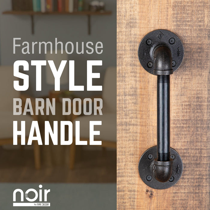 1/2 in. x 6 in. Noir Black Barn Door Handle - 10.5 in. L