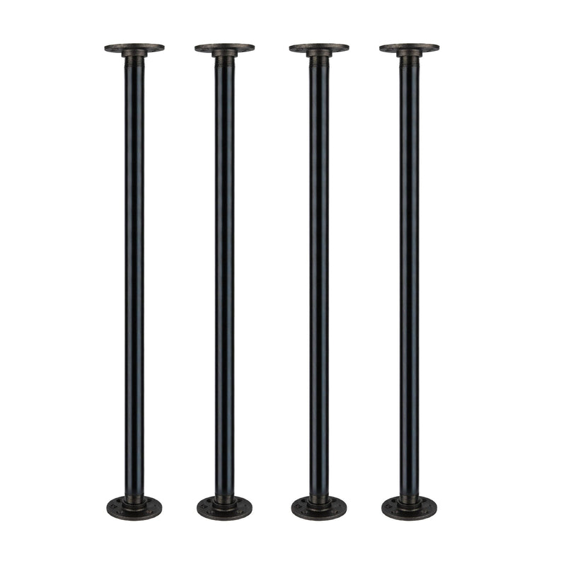 1 in. x 30 in.  Noir Black Round Flange Pipe Table Legs - 4 Pack
