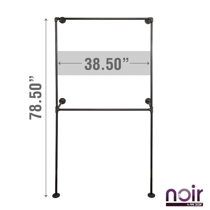 Noir Black Wall Mounted Double Hung Clothing Rack