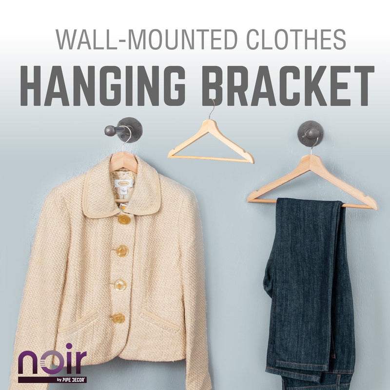 Kit de soportes para colgar ropa en negro Noir de 1/2 pulg. x 12 pulg. (paquete de 4)