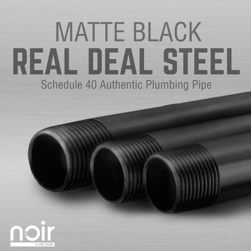 Kit de soportes para colgar ropa en negro Noir de 1/2 pulg. x 12 pulg. (paquete de 4)