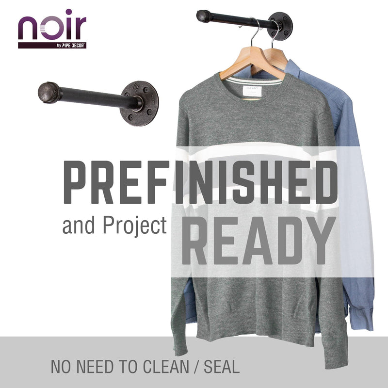 Kit de soportes para colgar ropa en negro Noir de 1/2 pulg. x 12 pulg. (paquete de 4)