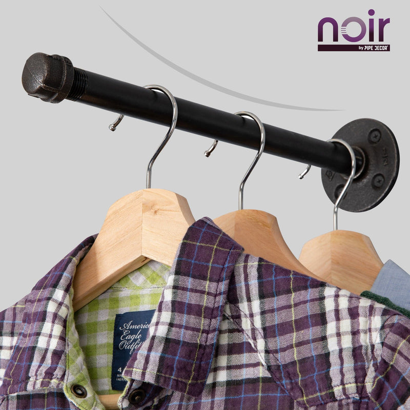 Kit de soportes para colgar ropa en negro Noir de 1/2 pulg. x 12 pulg. (paquete de 4)