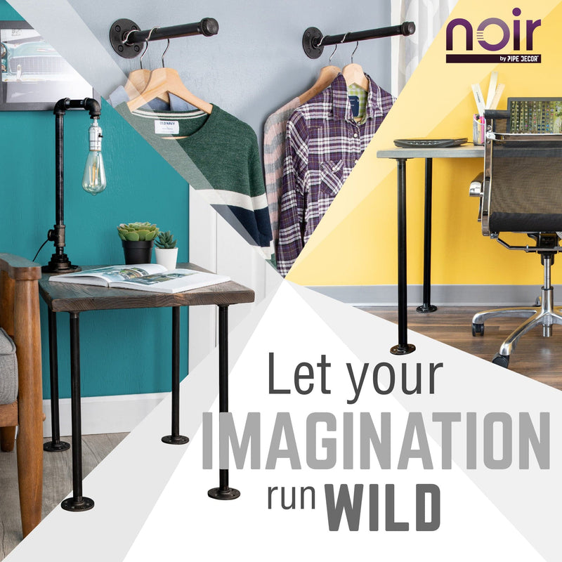 Kit de soportes para colgar ropa en negro Noir de 1/2 pulg. x 12 pulg. (paquete de 4)