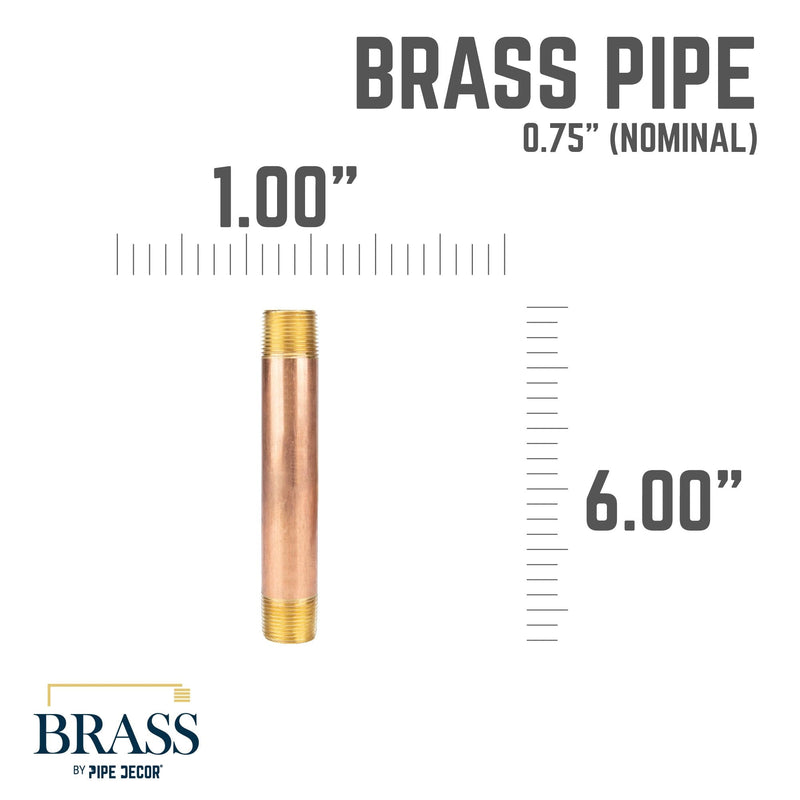 3/4 in. x 6 in. Red Brass Pipe