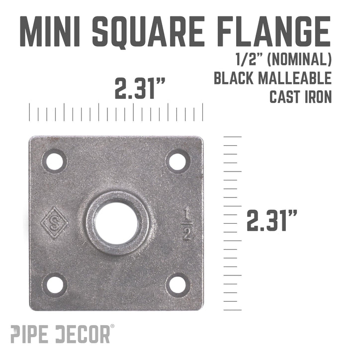 1/2 in. Black Square Mini Flange