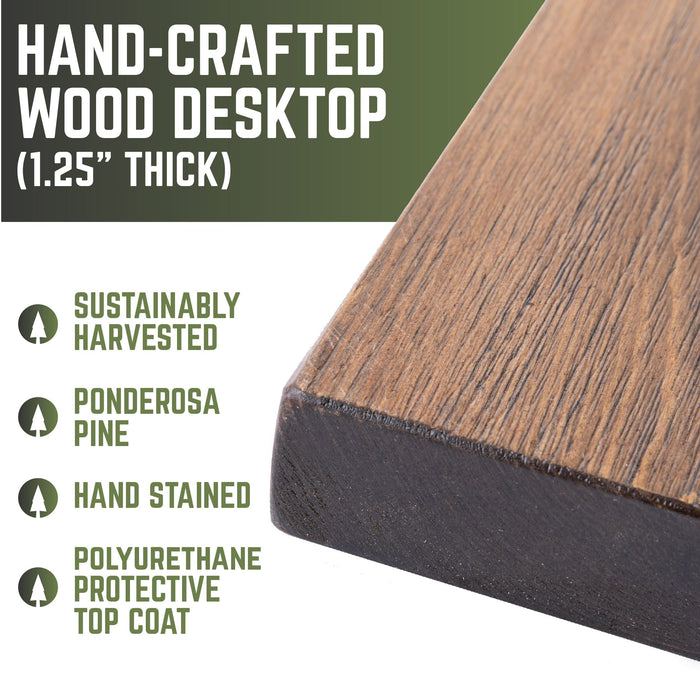 RESTORE Trail Brown Solid Wood Desk Tabletop