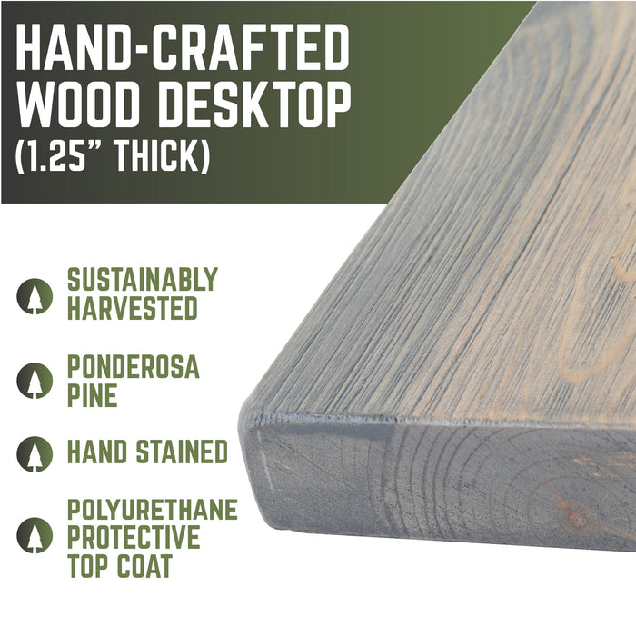 RESTORE Riverstone Grey Solid Wood Desk Tabletop