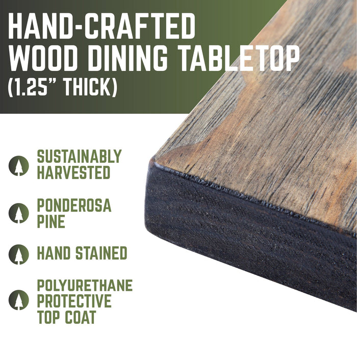 RESTORE Boulder Black Solid Wood Dining Tabletop