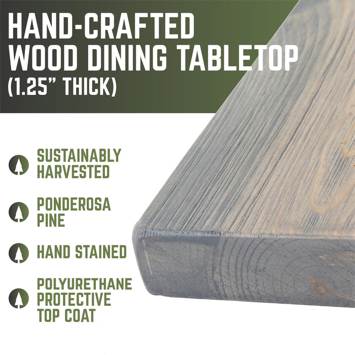 RESTORE Riverstone Grey Solid Wood Dining Tabletop
