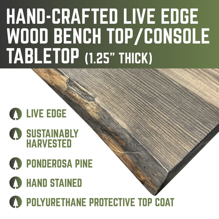 RESTORE Boulder Black Solid Live Edge Wood Console Tabletop