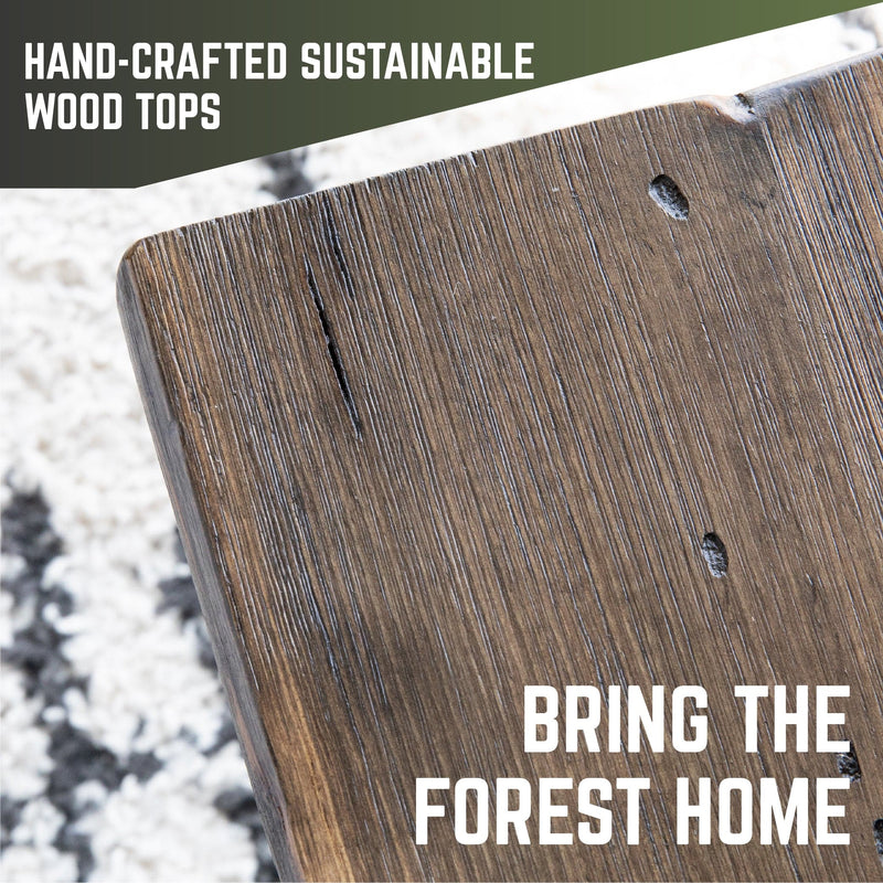 Console RESTORE Trail Brown en bois massif avec bords naturels