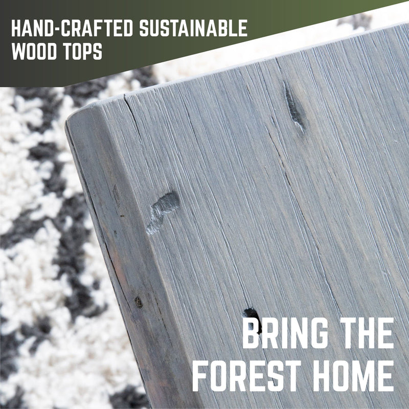 Console RESTORE Riverstone Grey en bois massif avec bords naturels