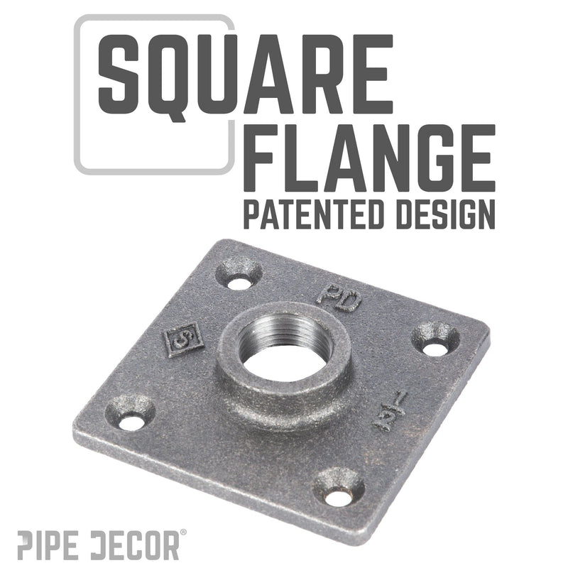 1/2 in. Black Square Floor Flange