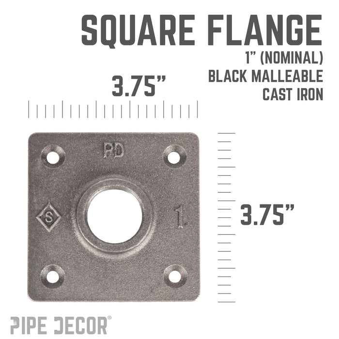 1 in. Black Square Floor Flange