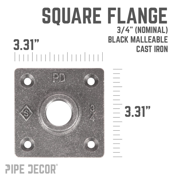 3/4 in. Black Square Floor Flange